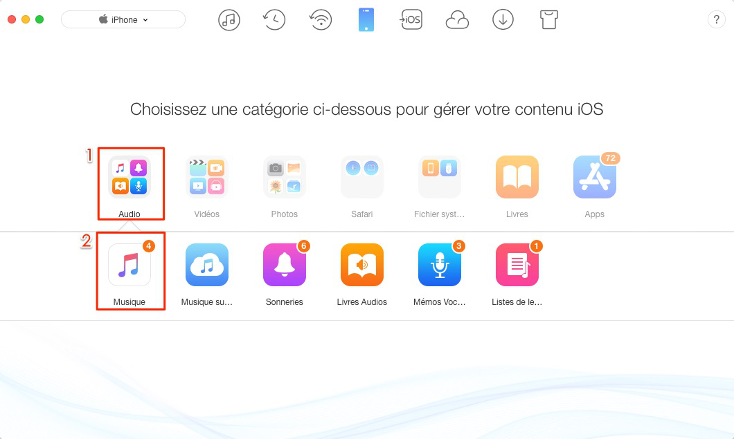Comment transférer de la musique iPhone vers Mac - étape 2