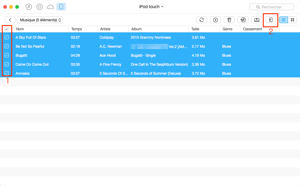 Le transfert de la musique iPod vers iPad – étape 4