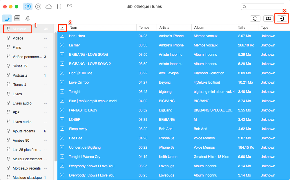 Transférer de la musique iTunes vers iPhone avec AnyTrans - étape 2