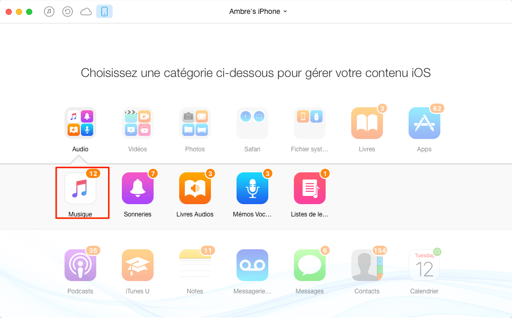 Mettre de la musique directement sur iPhone - étape 2