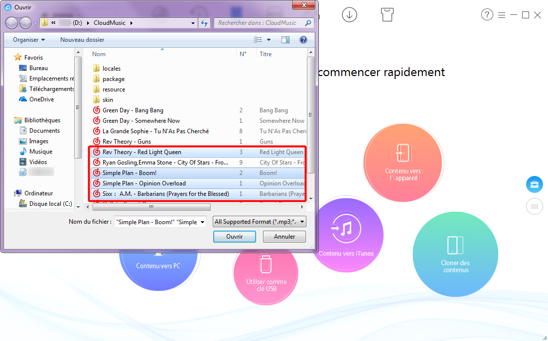 Importation de la musique depuis PC vers iDevice – étape 3
