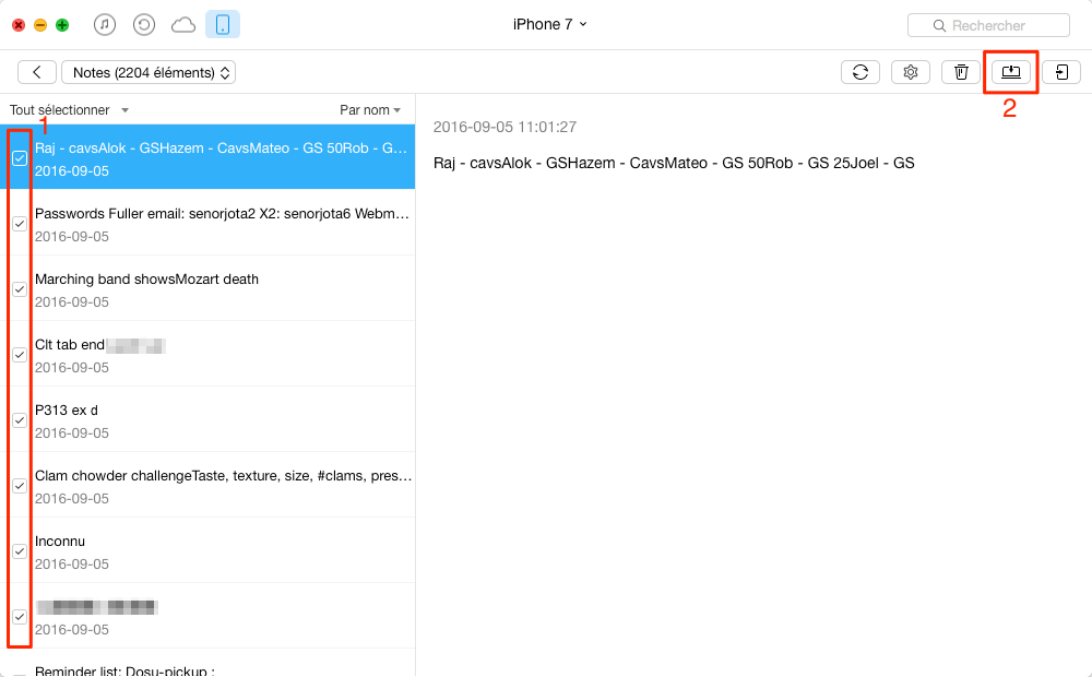 Transférer rapidement les notes iPhone 7 (Plus) vers Mac – étape 2
