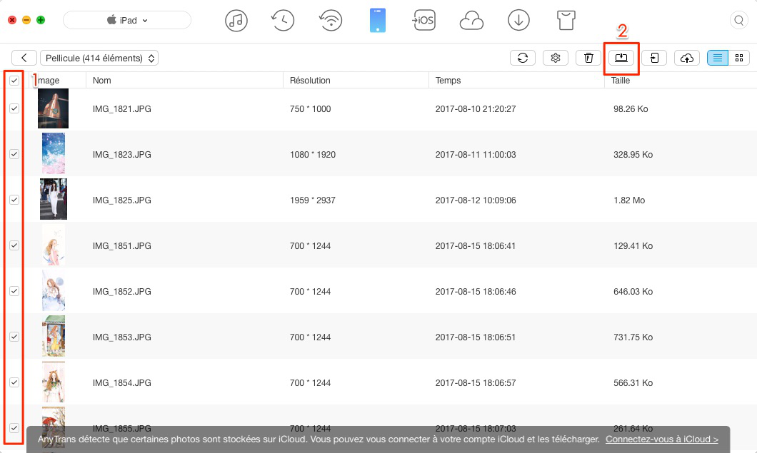Transférer les photos iPad vers Mac – étape 3
