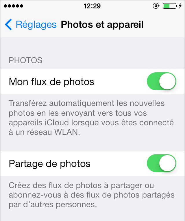Activer le flux de photos pour transférer les photo d'iPhone vers iPad