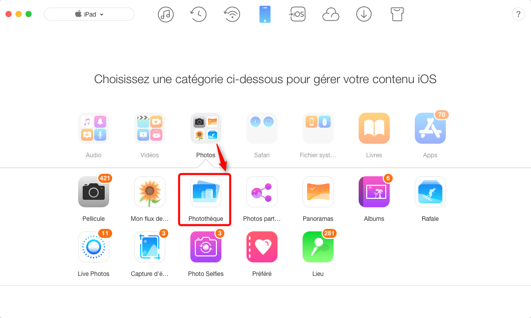 Comment transférer les photos de Mac vers iPad – étape 2