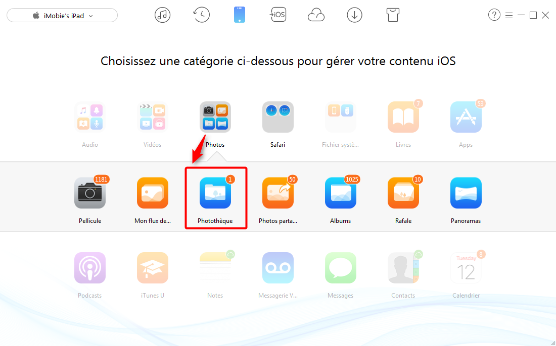 Transférer facilement les photos PC vers iPad – étape 2