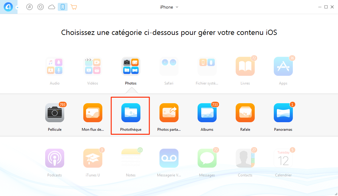 Transférer les photos PC vers iPhone avec facilité - étape 2