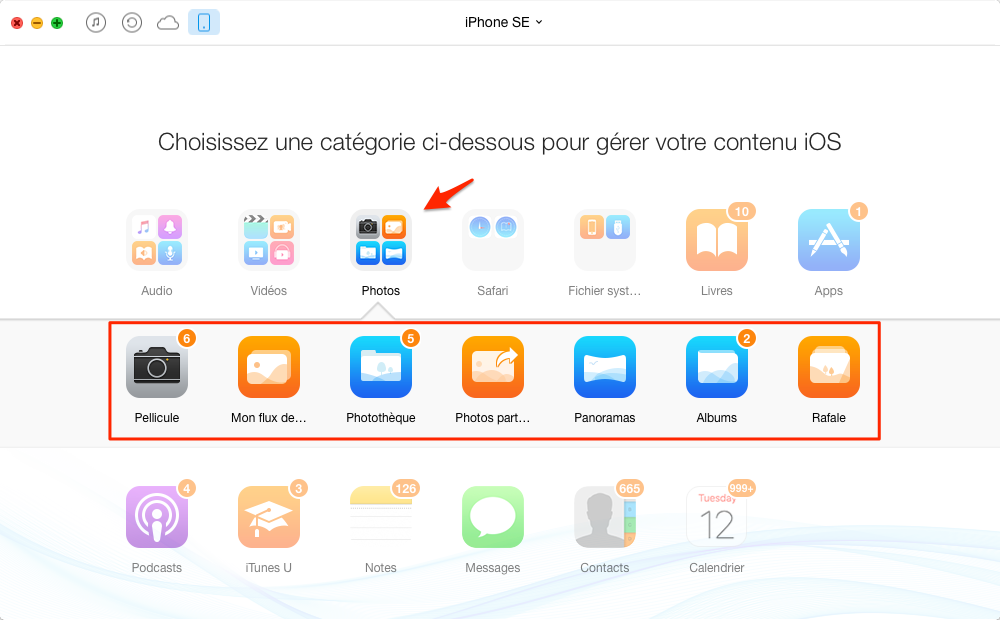 Exporter Photos iPhone SE vers Mac avec AnyTrans pour iOS - étape 3