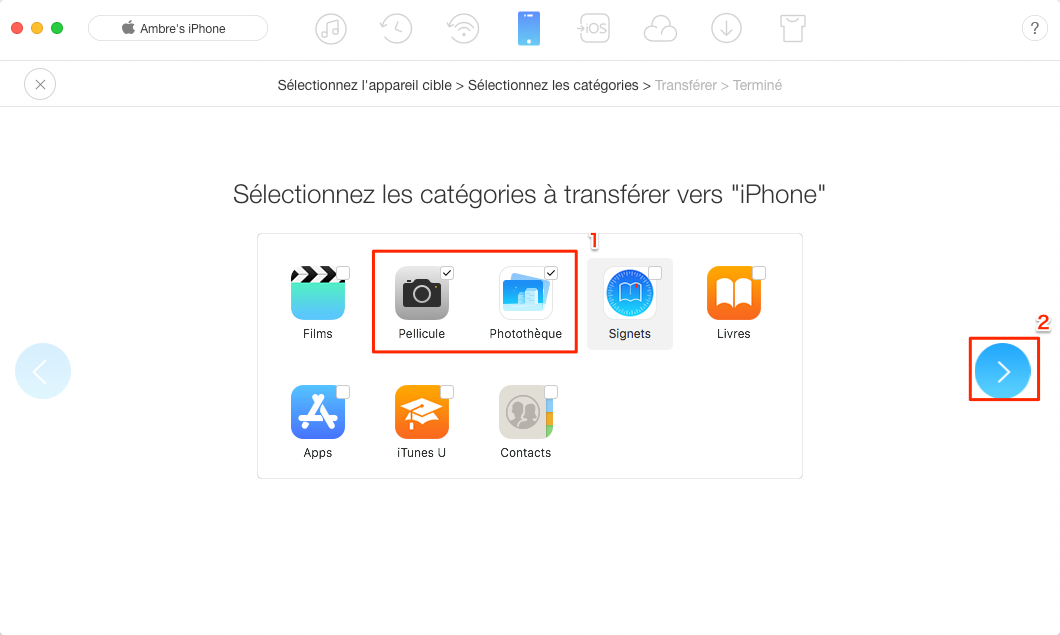 Transférer des photos de l'iPhone vers iPhone via AnyTrans pour iOS – étape 2