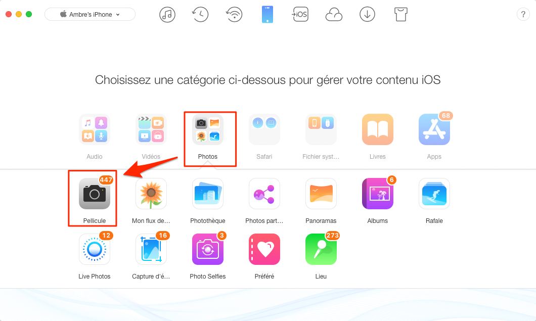 Transférer photos de l'ancien iPhone à nouvel iPhone - étape 2