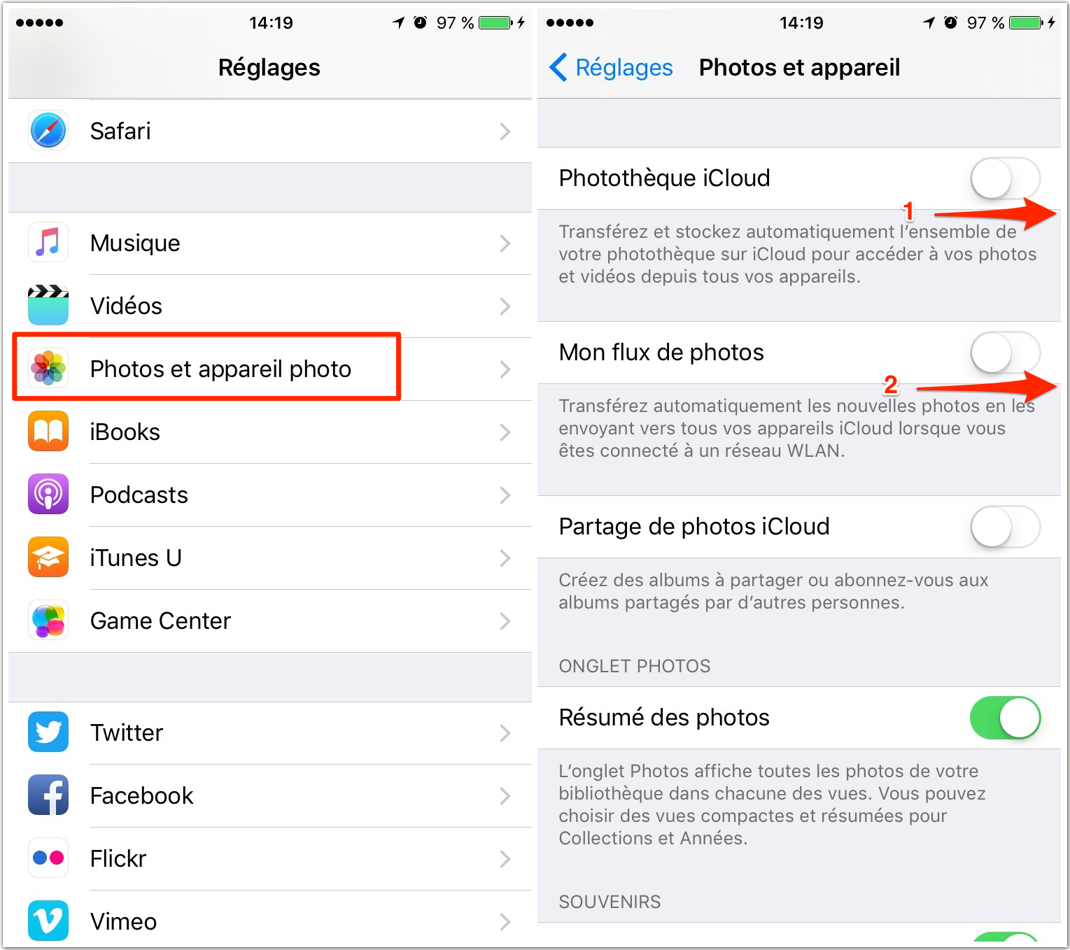 comment transférer photos iphone vers icloud