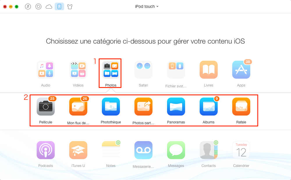 Transférer des photos de l'iPod touch vers PC /Mac - étape 2