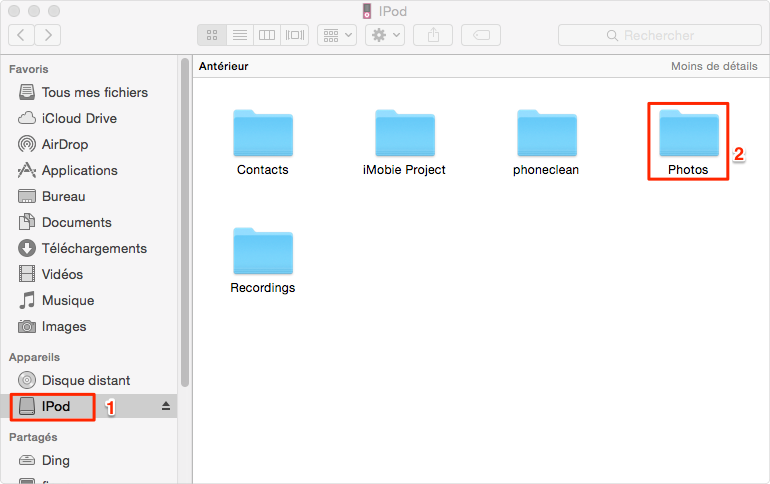 Comment transférer des photos de l'iPod vers Mac - étape 1