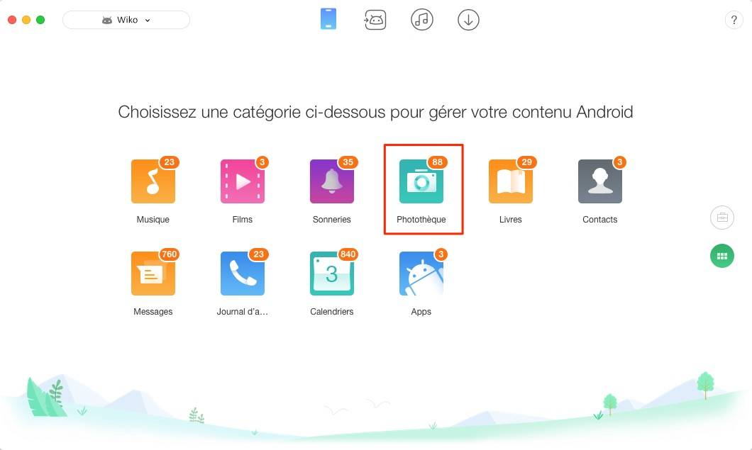 Moyen simple de transférer les photos de Wiko vers Mac – étape 2