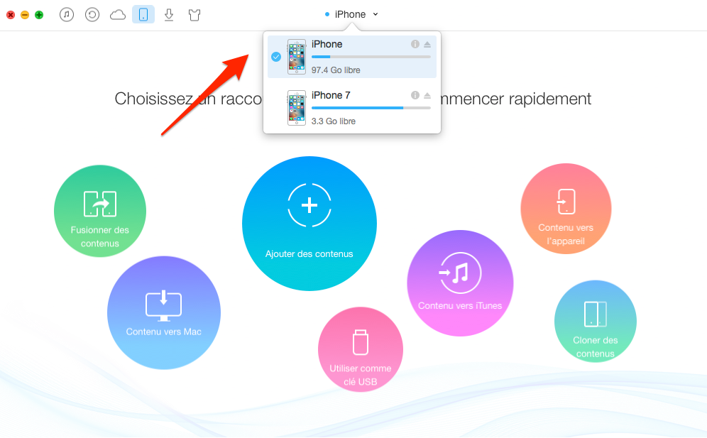 Comment transférer la liste de lecture iPhone 4/5/6 vers iPhone 7 (Plus) – étape 1