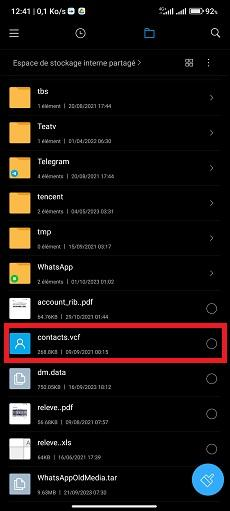 Transférer Contacts Android via fichier VCF