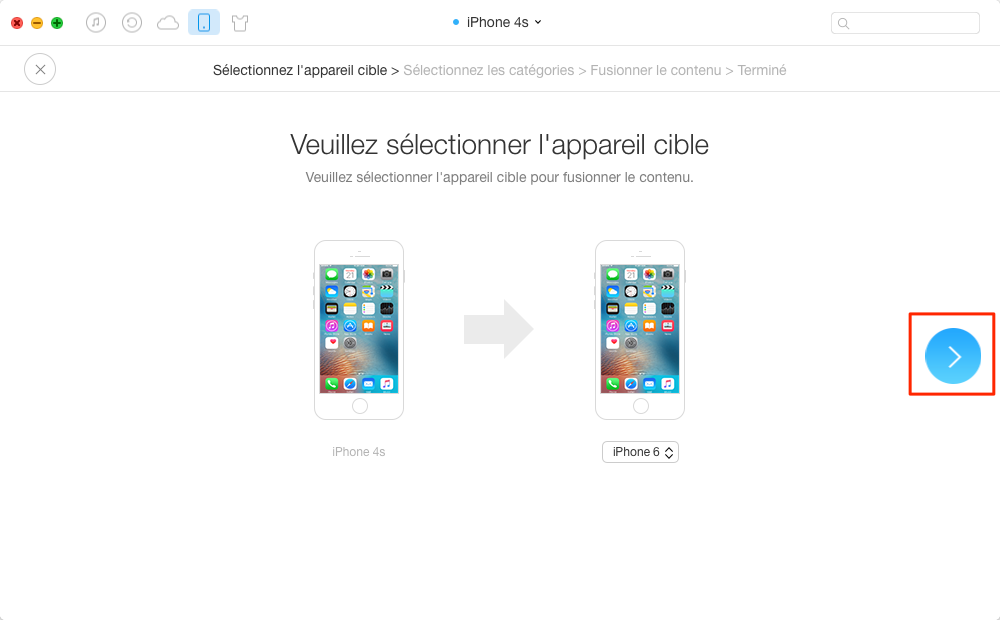 Transférer des contacts/applications iPhone vers iPhone – étape 2
