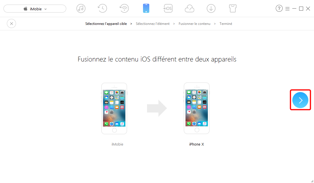 Transférer des contacts/applications iPhone vers iPhone – étape 2