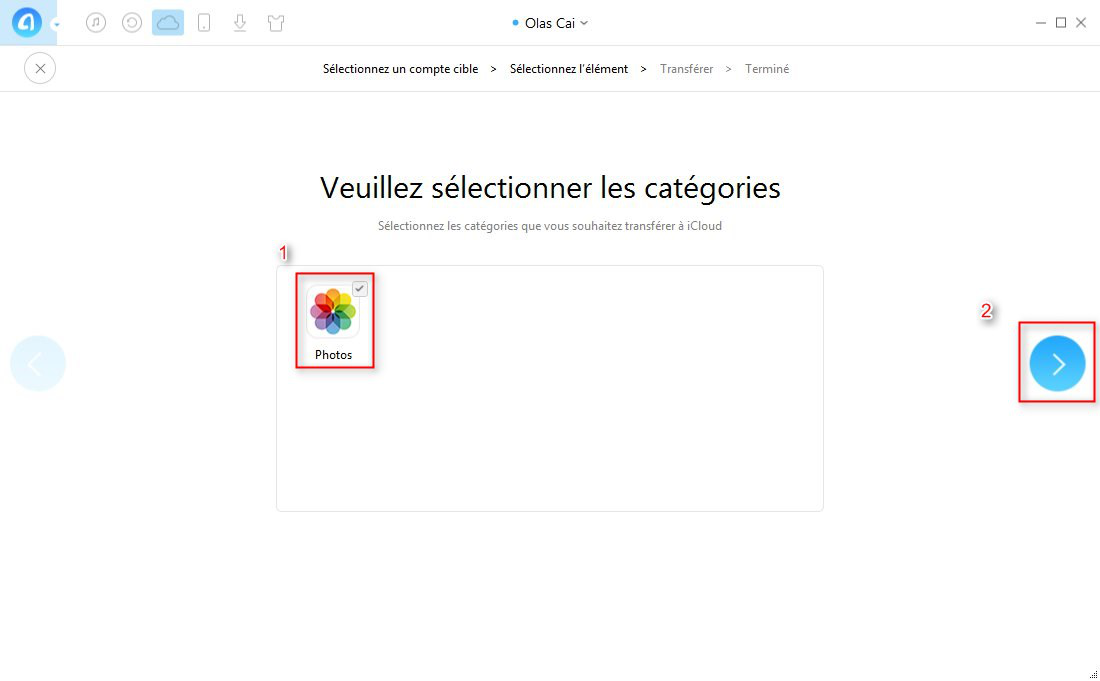 Comment transférer des données entre iCloud – étape 3