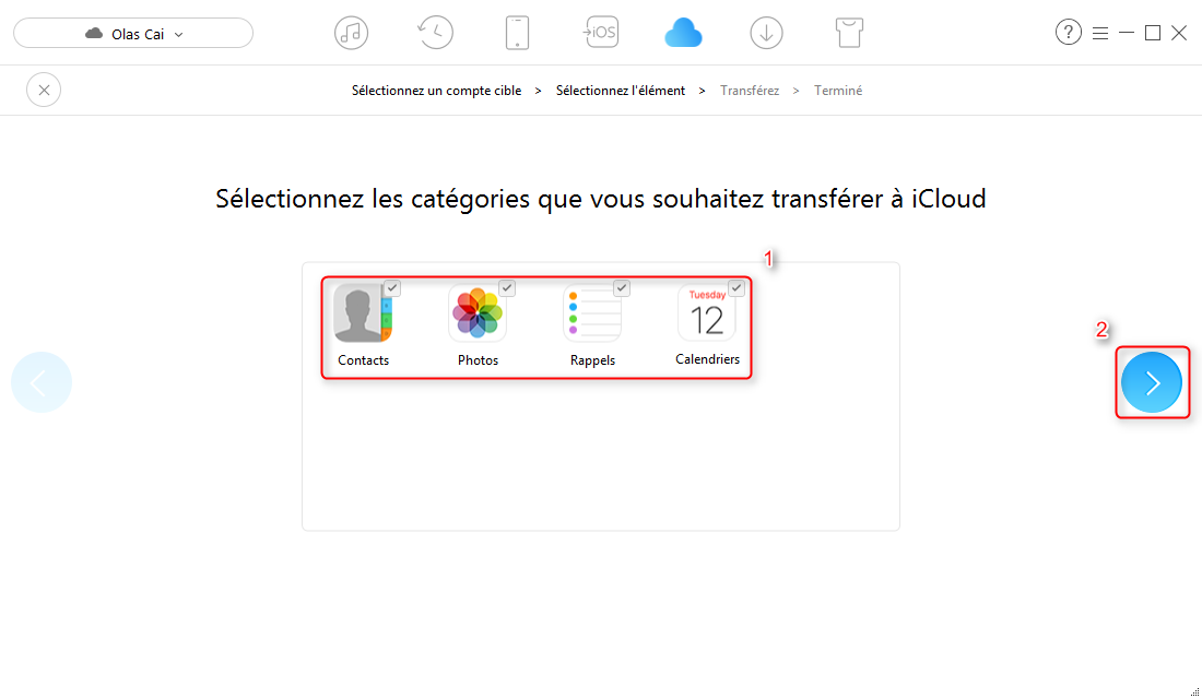 Comment transférer des données entre iCloud – étape 3