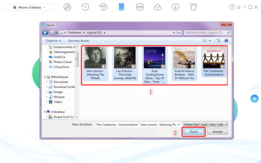 Transfert de musiques de PC vers iPhone - étape 2