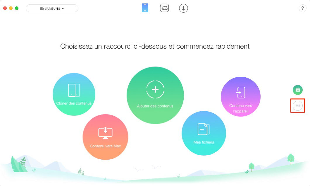 Transfert sélectif de données Samsung vers HTC – étape 1