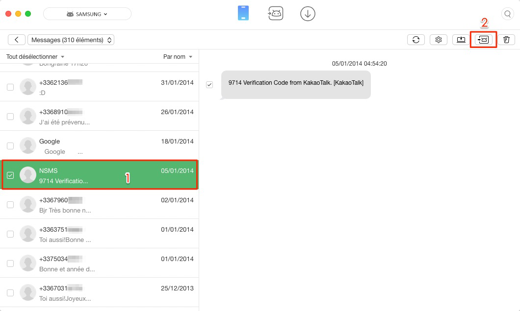 Transfert rapide de données Samsung vers HTC – étape 3