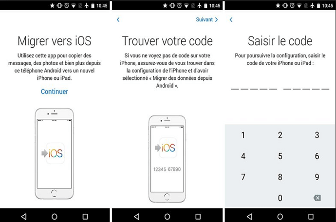 Transférer des données d'Android à iPhone via Migrer vers iOS