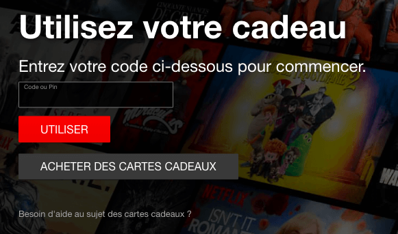 Utiliser une carte cadeau Netflix