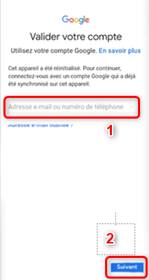 Saisie du Google ID