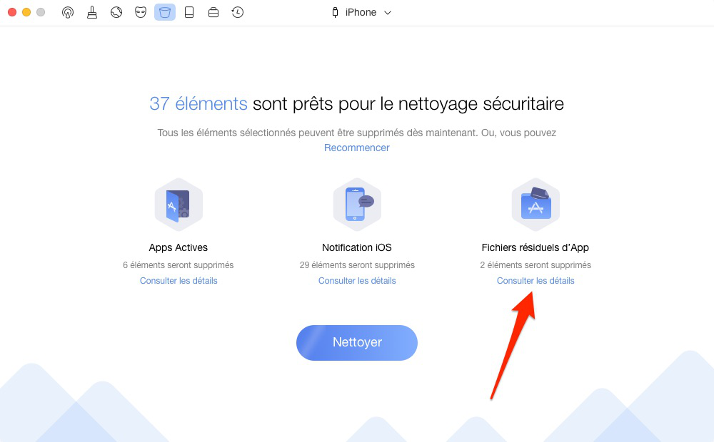 Consultez les détails pour effacer fichiers inutiles des Apps - étape 2