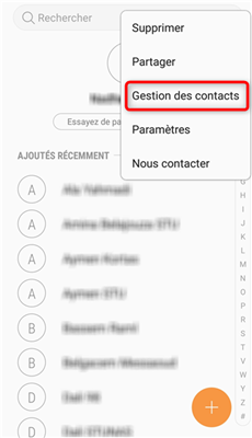 Choisissez Gestion des contacts