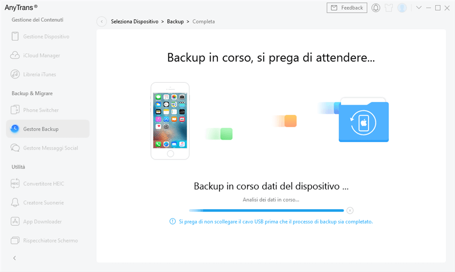 backup in corso