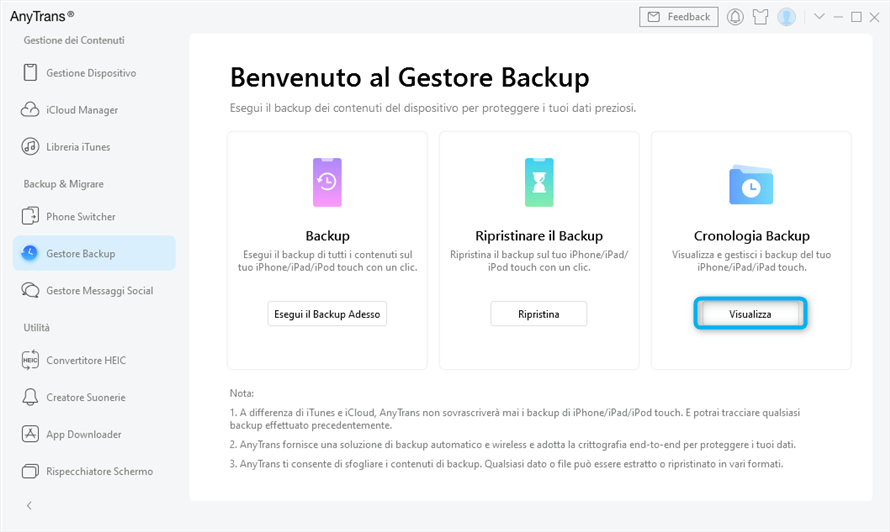 clic backup storia