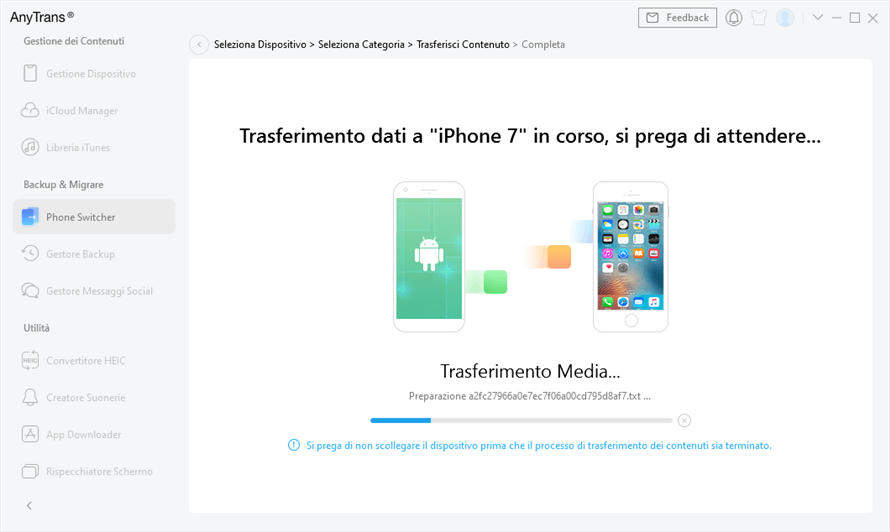 trasferimento in corso