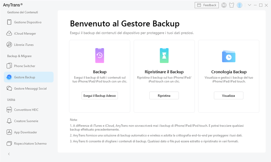 clic gestore backup