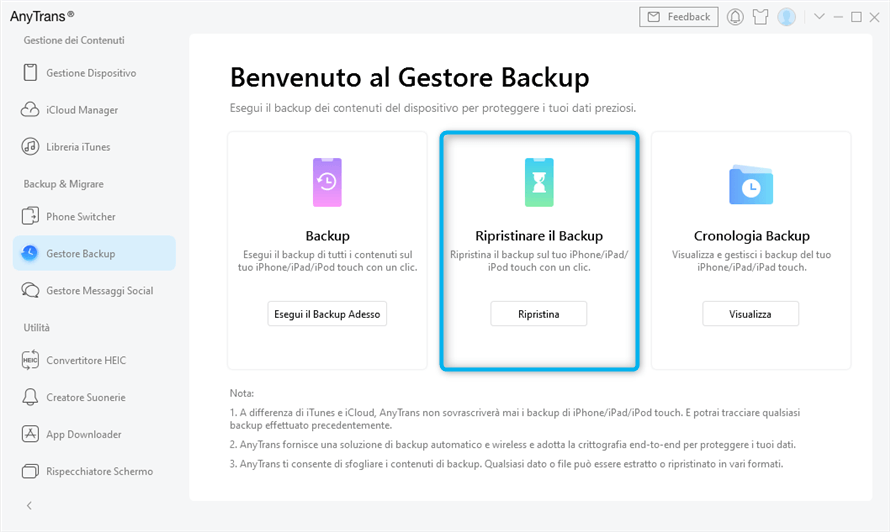 clic restore backup