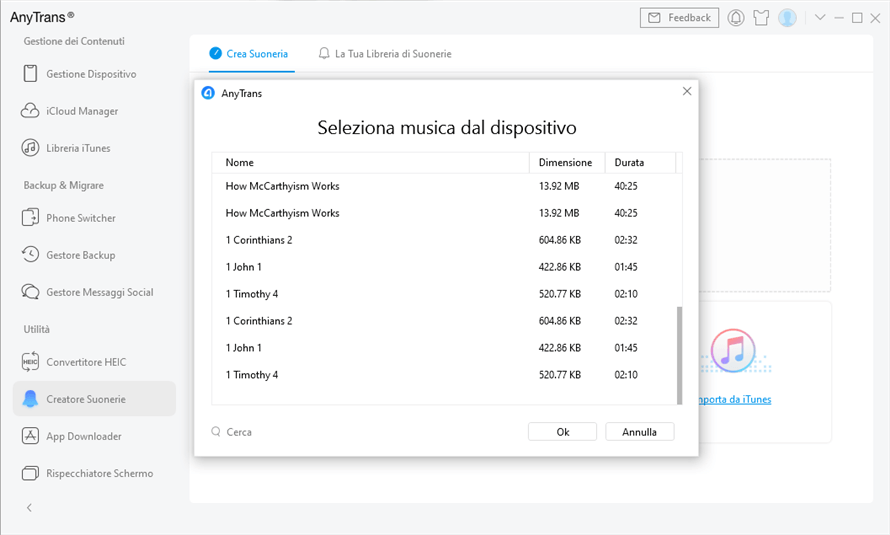 importa da dispositivo