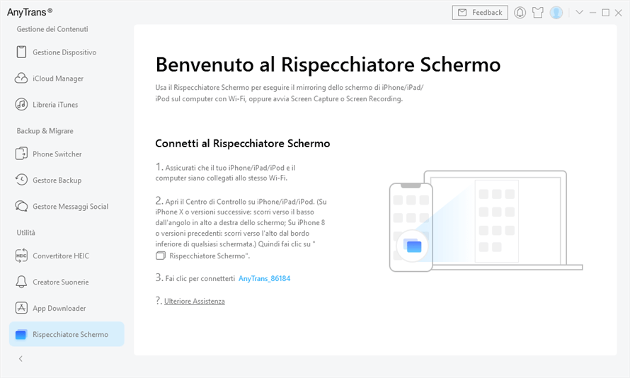 clic su Screen Mirroring