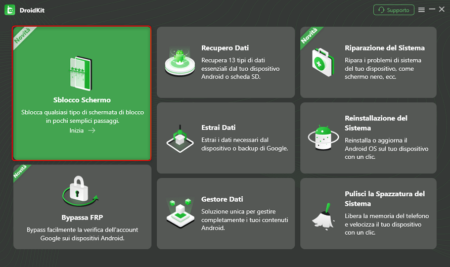 Seleziona Sblocco Schermo in DroidKit