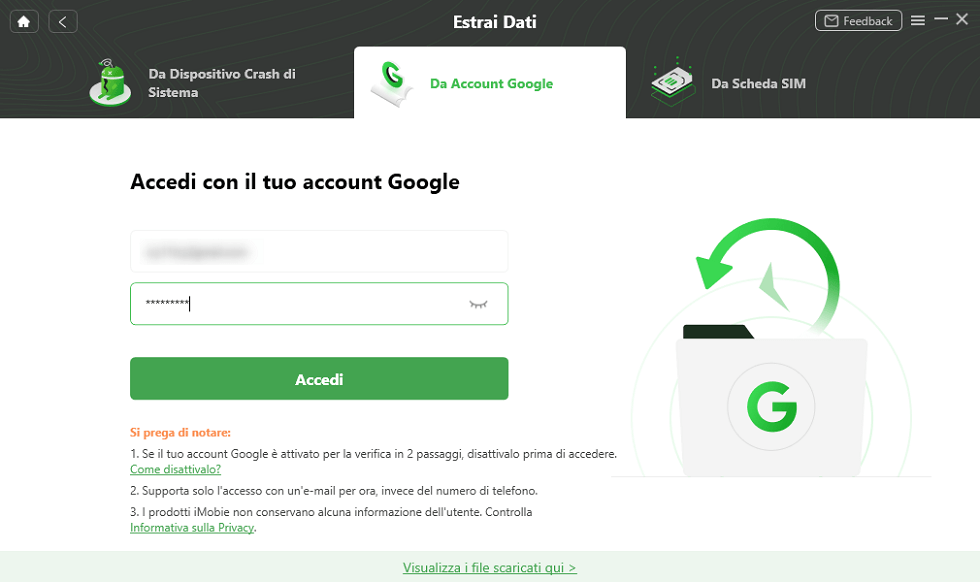 Accedi al tuo account Google