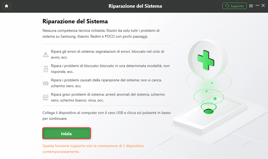 Clicc Inizia per riparare sistema