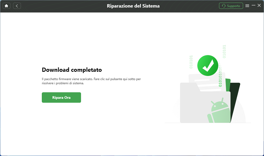 Inizia la riparazione dopo aver scaricato il firmware