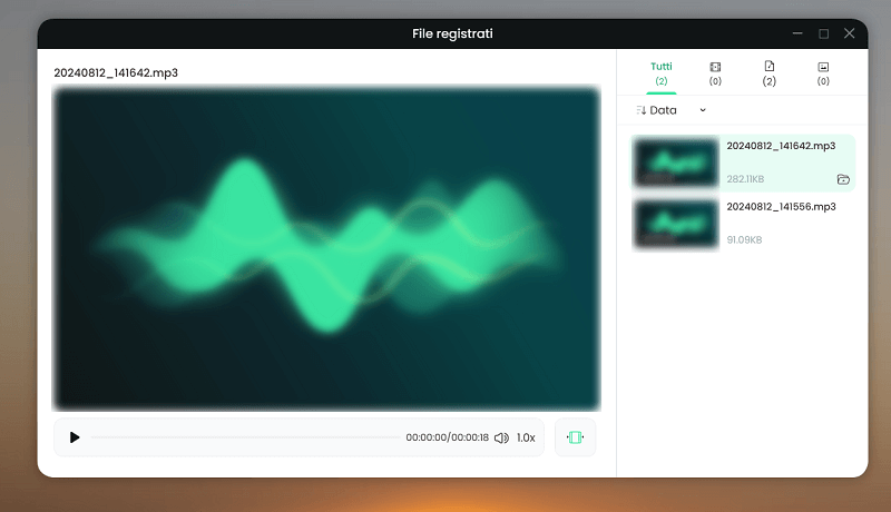 Anteprima della registrazione
