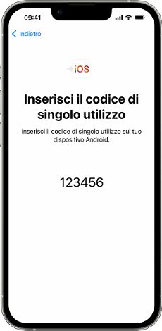 Inserisci il codice sul dispositivo Android