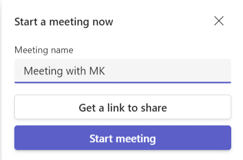 Start Meeting in Teams