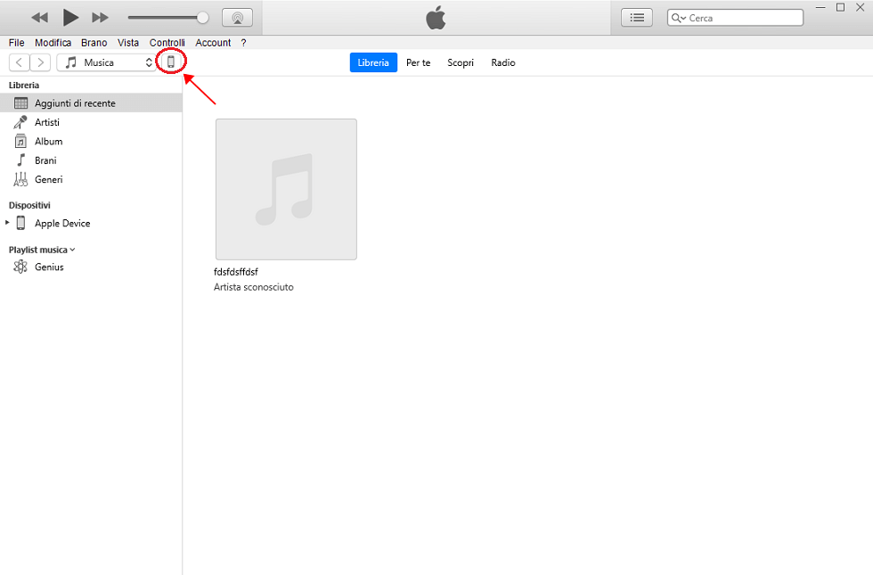 Collega il dispositivo al computer e apre iTunes