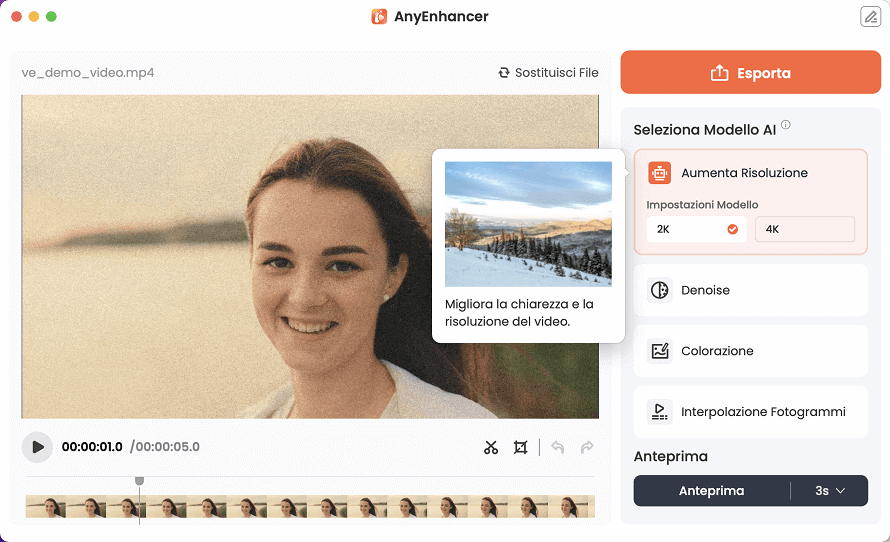 Il miglior potenziatore video AI – AnyEnhancer
