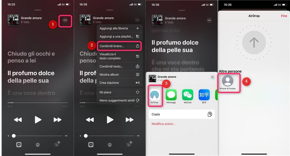 Come condividere musica su iPhone con AirDrop