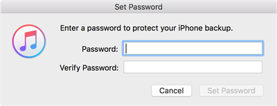 criptare un backup impostando una password